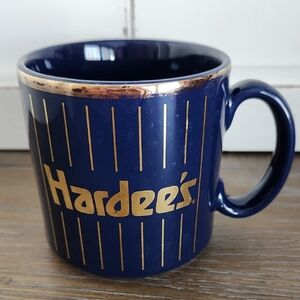VINTAGE Hardee's Navy Blue and Gold Coffee Mug RETRO HTF